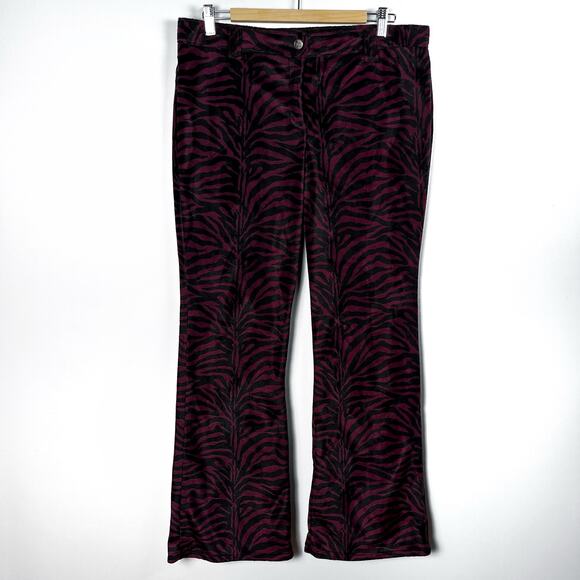 Vintage Serious LA Fuzzy Velvet Zebra Print Flare Pants Los Angeles Clothing Y2K - Picture 2 of 16